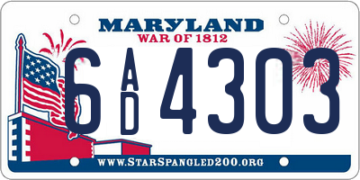 MD license plate 6AD4303