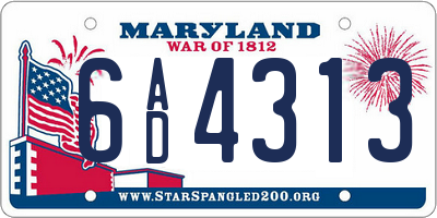 MD license plate 6AD4313
