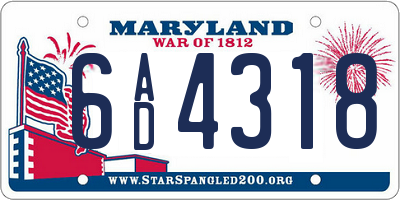 MD license plate 6AD4318