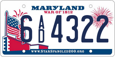 MD license plate 6AD4322