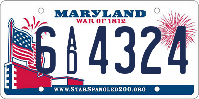 MD license plate 6AD4324