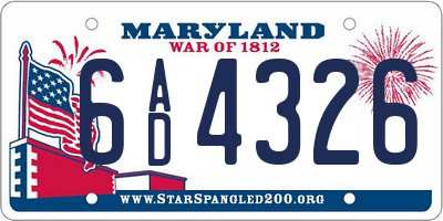 MD license plate 6AD4326