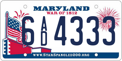 MD license plate 6AD4333