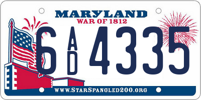 MD license plate 6AD4335