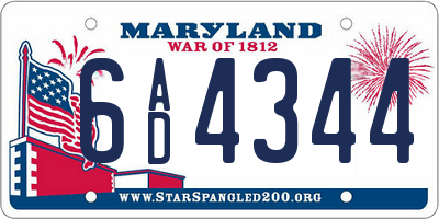 MD license plate 6AD4344