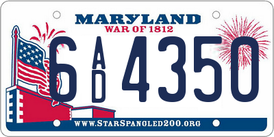 MD license plate 6AD4350