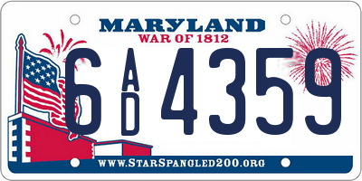 MD license plate 6AD4359