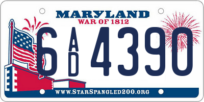 MD license plate 6AD4390