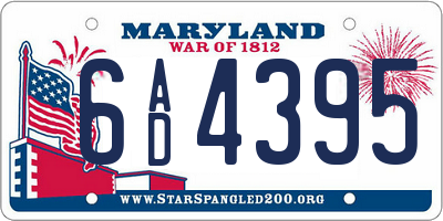 MD license plate 6AD4395