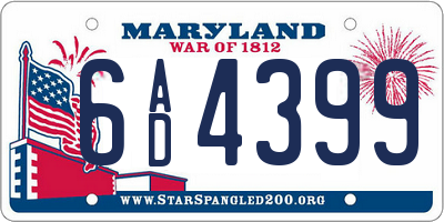 MD license plate 6AD4399