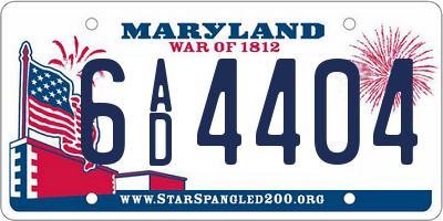 MD license plate 6AD4404