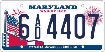 MD license plate 6AD4407