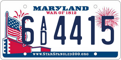 MD license plate 6AD4415