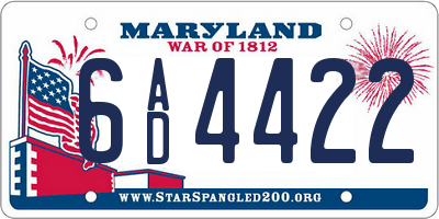 MD license plate 6AD4422