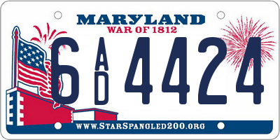 MD license plate 6AD4424