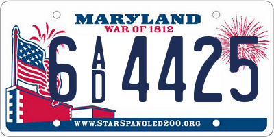 MD license plate 6AD4425