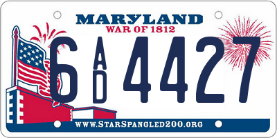 MD license plate 6AD4427