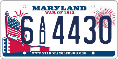 MD license plate 6AD4430