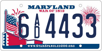 MD license plate 6AD4433