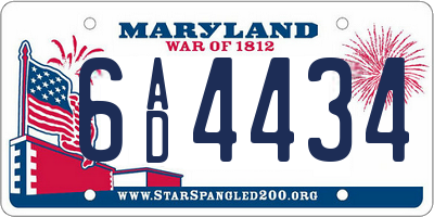 MD license plate 6AD4434