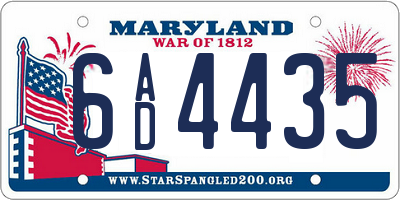 MD license plate 6AD4435