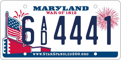 MD license plate 6AD4441