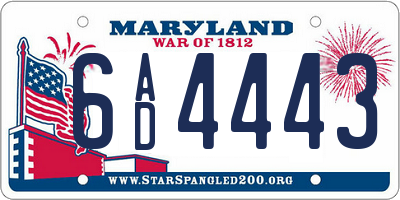 MD license plate 6AD4443