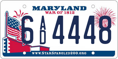 MD license plate 6AD4448