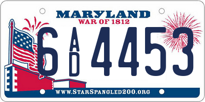 MD license plate 6AD4453