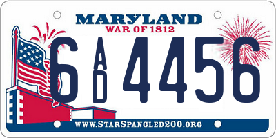MD license plate 6AD4456
