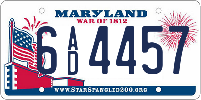 MD license plate 6AD4457
