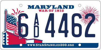 MD license plate 6AD4462
