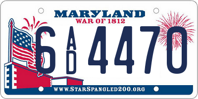 MD license plate 6AD4470