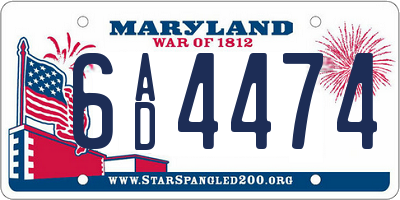 MD license plate 6AD4474