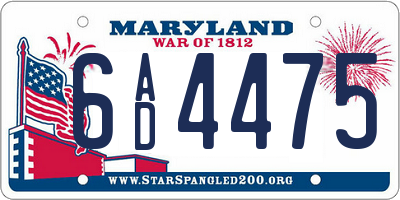 MD license plate 6AD4475
