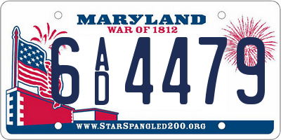 MD license plate 6AD4479