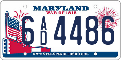 MD license plate 6AD4486
