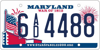 MD license plate 6AD4488