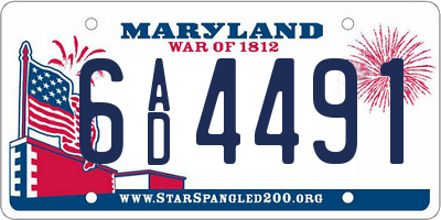 MD license plate 6AD4491