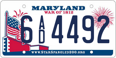 MD license plate 6AD4492
