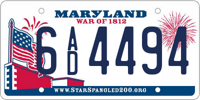 MD license plate 6AD4494