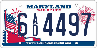 MD license plate 6AD4497