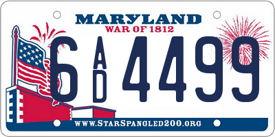 MD license plate 6AD4499