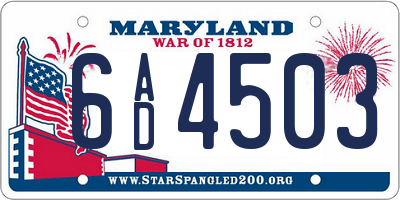MD license plate 6AD4503