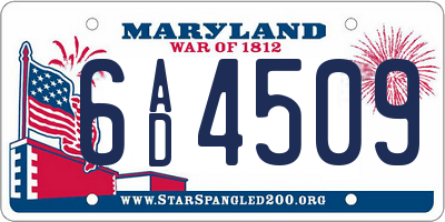 MD license plate 6AD4509