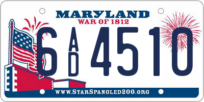 MD license plate 6AD4510