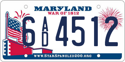 MD license plate 6AD4512