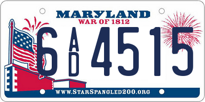 MD license plate 6AD4515