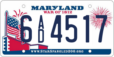 MD license plate 6AD4517