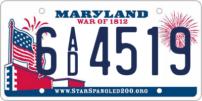 MD license plate 6AD4519